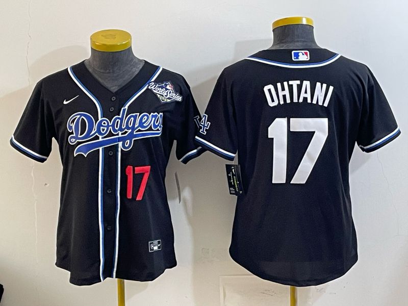 Women Nike 2026 Los Angeles Dodgers #17 Ohtani Black Game MLB Jersey 06->women mlb jersey->Women Jersey